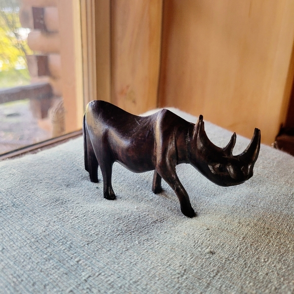 Vintage Wooden Rhino - Picture 3 of 9